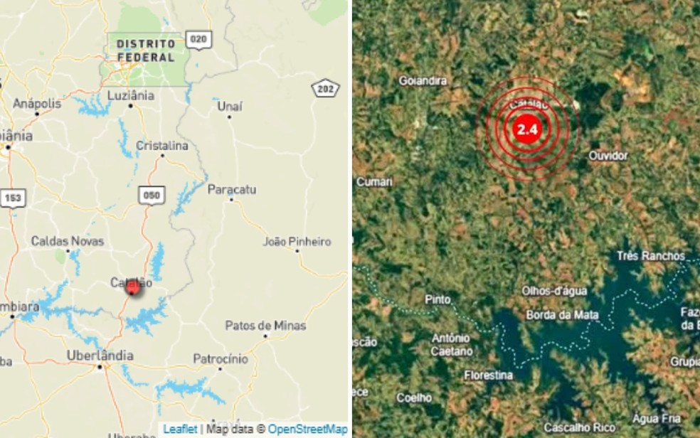 Tremor de 2.4 próximo a Catalão é detectado às 12h36; veja o que dizem RSBR e USP