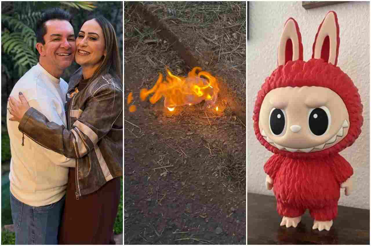 Esposa de Regis Danese queima boneco Labubu do filho após incêndio e divide redes sociais
